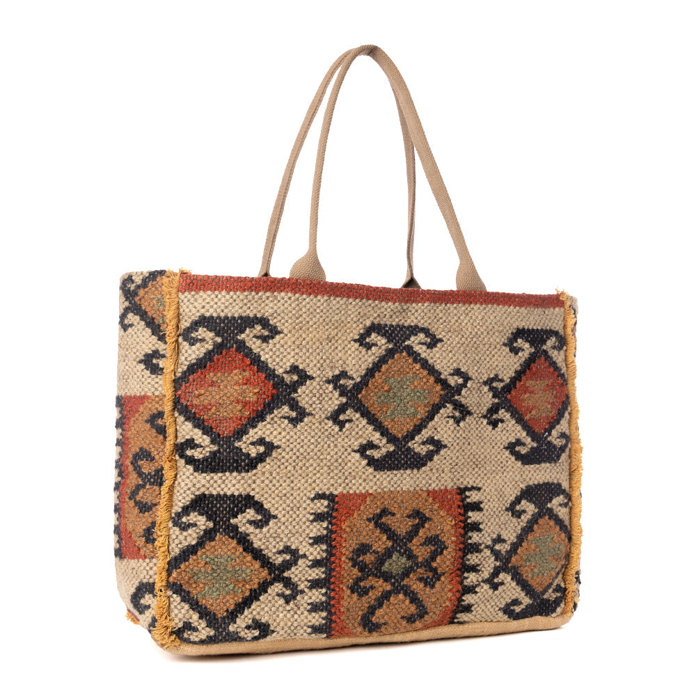 Myra Desert Loom Jute Weekender Bag in Sunbaked Aureate - Myra USA