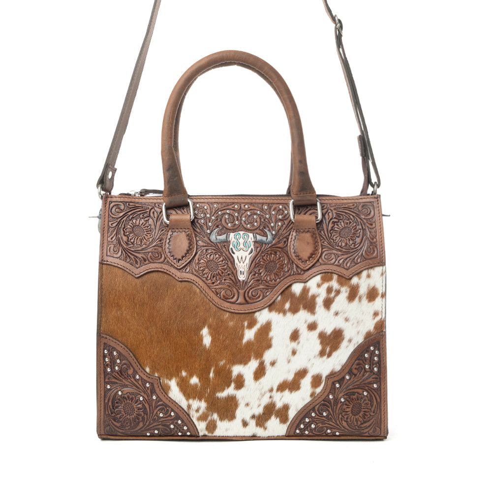 Myra Timber Trail Hairon Leather Concealed Carry Bag in Cream Mocha - Myra USA