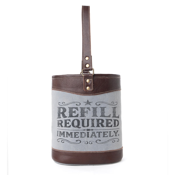 Myra Textura Cotton & Leather Wine Holder in Saddle Frost - Myra USA
