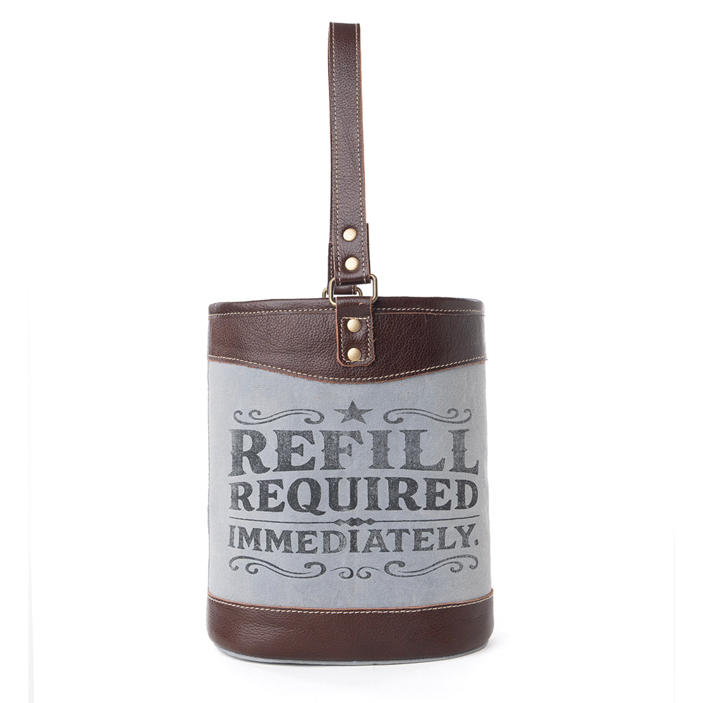 Myra Textura Cotton & Leather Wine Holder in Saddle Frost