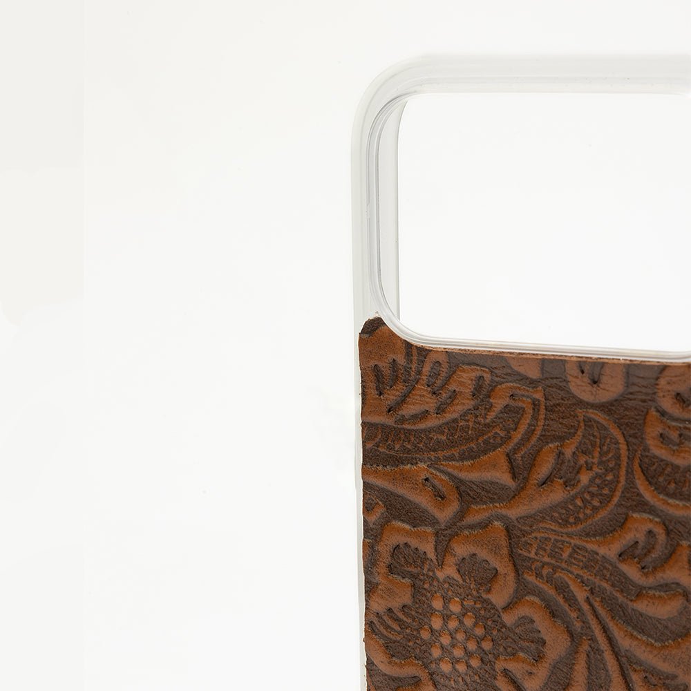 Myra Timber Cut Embossed Leather iPhone 17 Pro Mobile Case - Myra USA