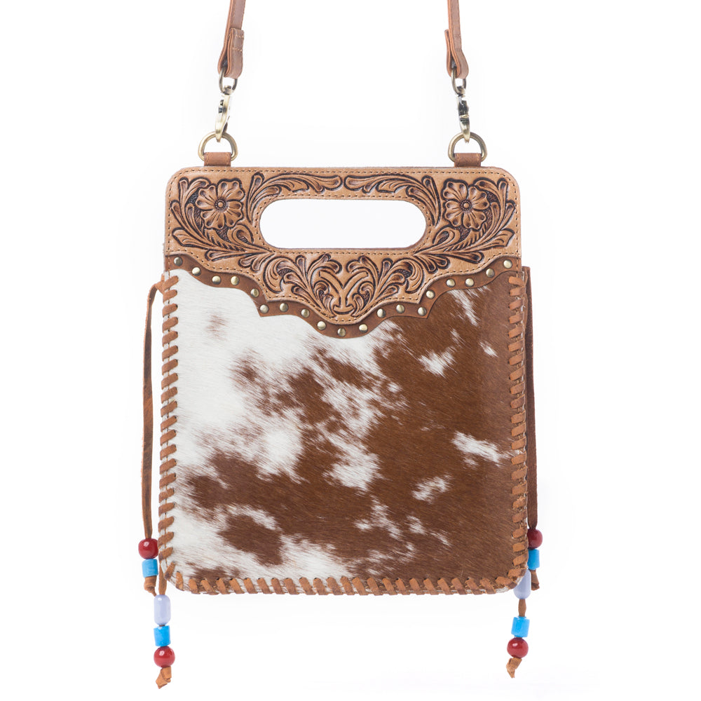 Myra Yellowstone Lone Creek Handtooled Bag in Ivory Mahogany - Myra USA