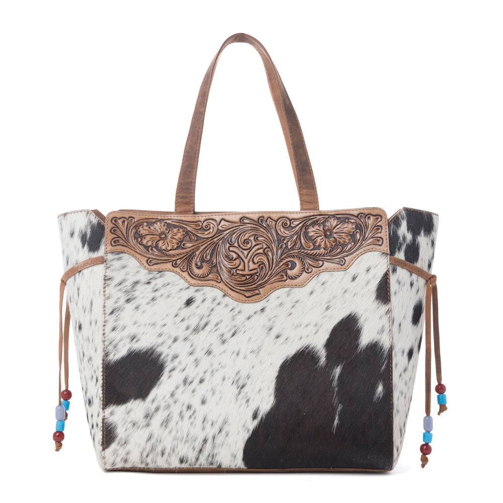 Myra Yellowstone Winter Prairie Handtooled Bag in Ivory Toffee - Myra USA