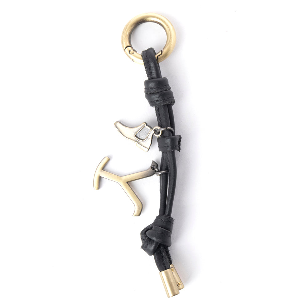 Myra Yellowstone Longhorn Leather Key Fob in Midnight Bridle - Myra USA