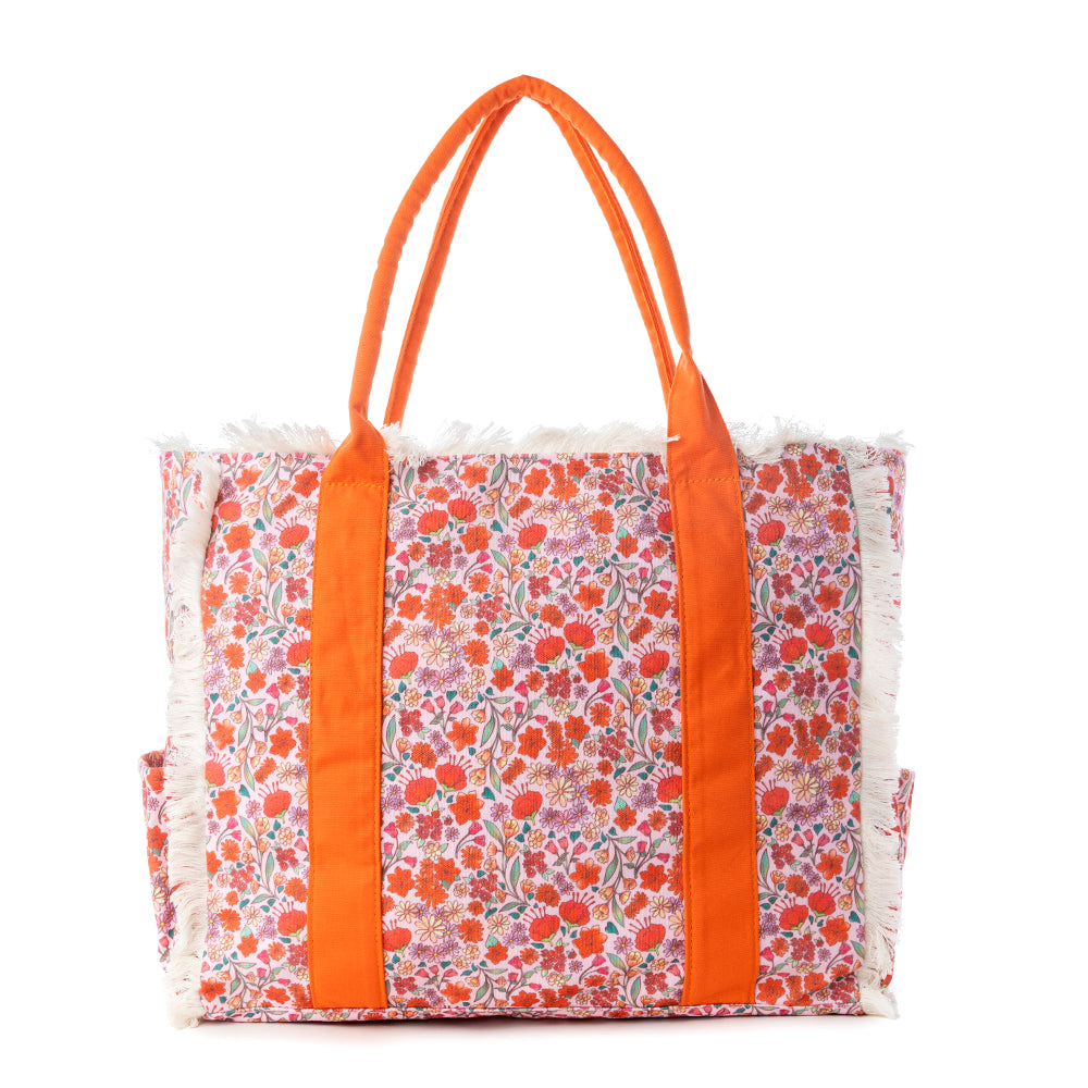 Shoreline Weekender Bag with Beach Mat in Sunset Rust - Myra USA