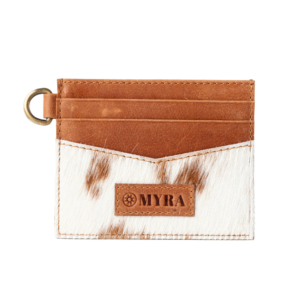 Cowtown Card Holder for Women in brown with hair-on detail - Myra USA