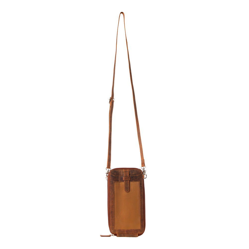 Wildtouch Western Phone Crossbody in tan with leather detail - Myra USA
