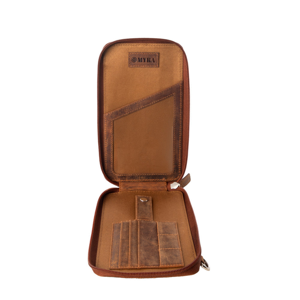 Wildtouch Western Phone Crossbody in tan with leather detail - Myra USA
