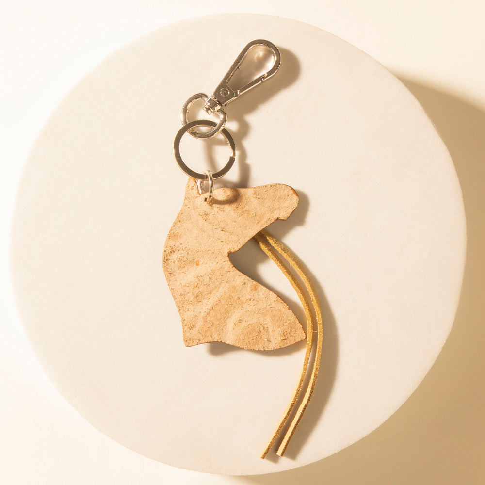 Myra Western Star Horse Handtooled Leather Key Fob in Amber Turquoise - Myra USA