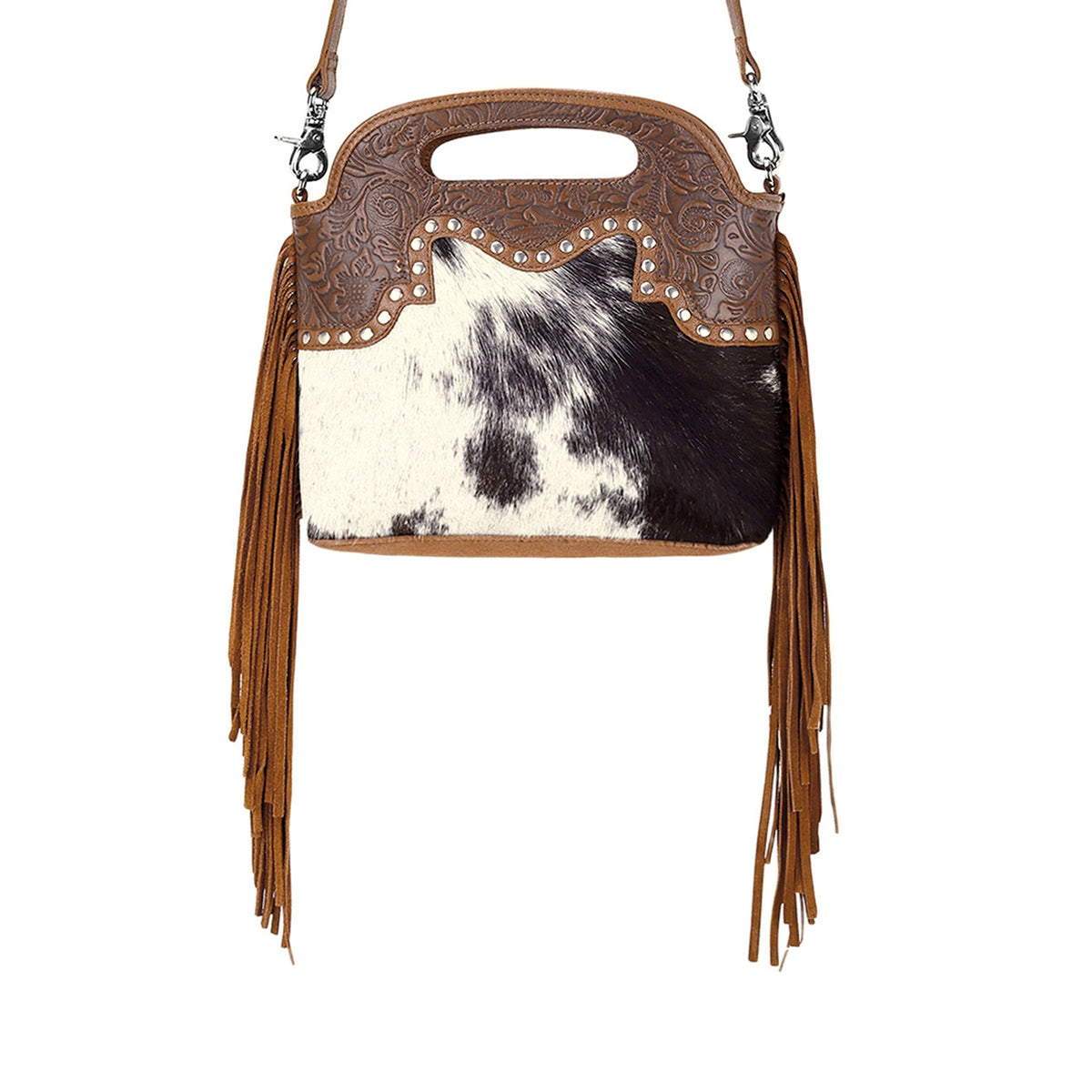 Myra Nolina Crossbody Bag for Women in tan with hair on and tooled leather - Myra USA