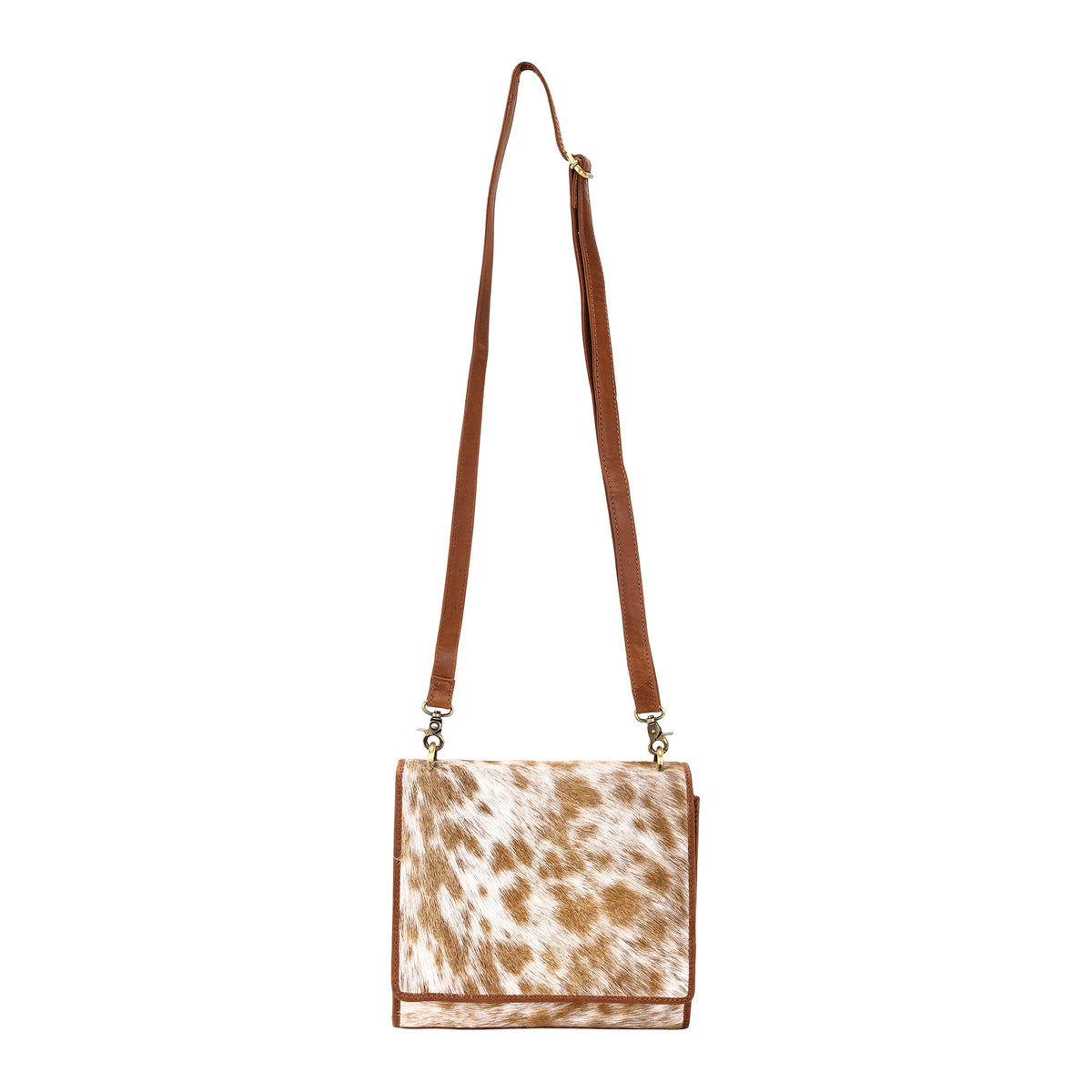 Myra Hollowbend Crossbody Bag for Women in tan with hair on and leather strap - Myra USA