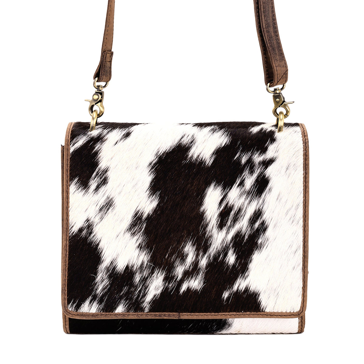 Myra Hollowbend Crossbody Bag for Women in brown and white with hair on and leather strap - Myra USA