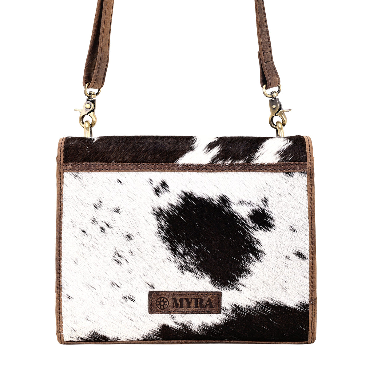 Myra Hollowbend Crossbody Bag for Women in brown and white with hair on and leather strap - Myra USA