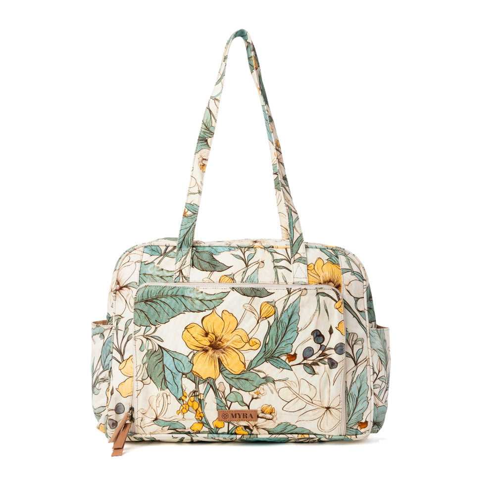 Myra Sunnyfield Cotton Diaper Bag in Ochre Fern - Myra USA