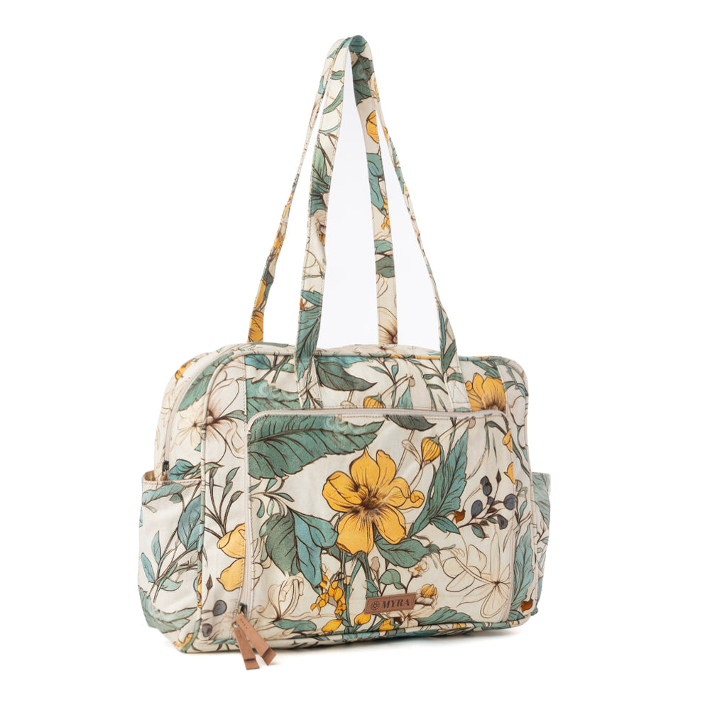 Myra Sunnyfield Cotton Diaper Bag in Ochre Fern - Myra USA