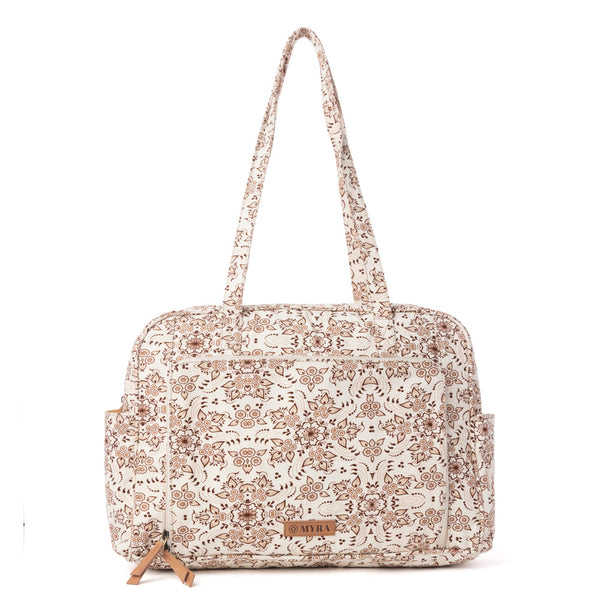 Myra Sunnyfield Cotton Diaper Bag in Mocha Beige - Myra USA