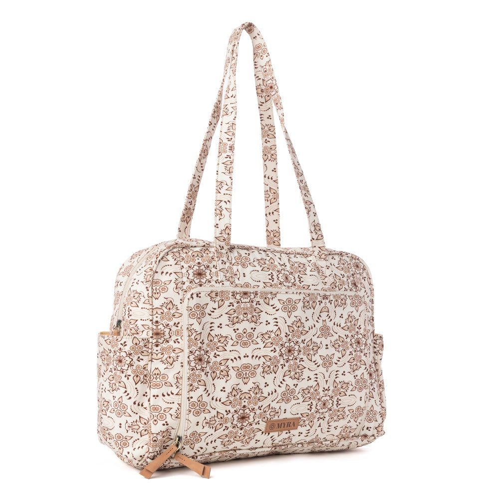 Myra Sunnyfield Cotton Diaper Bag in Mocha Beige - Myra USA