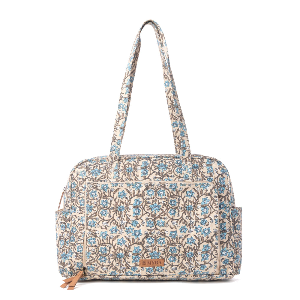 Myra Sunnyfield Cotton Diaper Bag in Dusty Teal - Myra USA