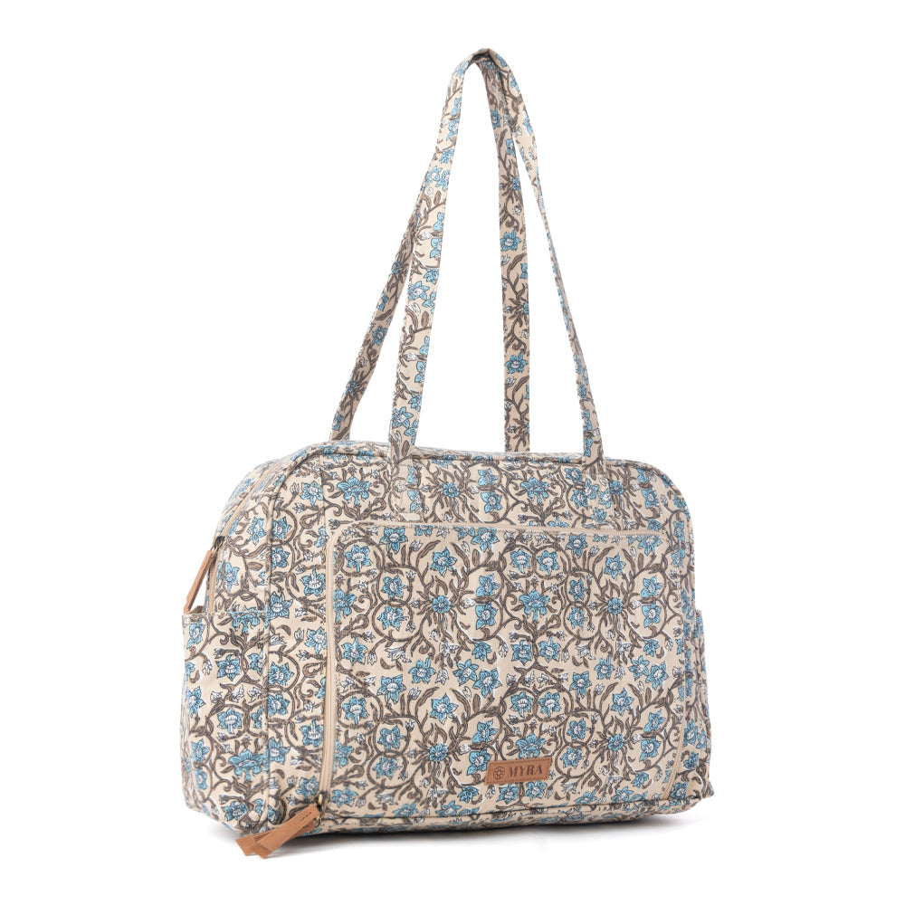 Myra Sunnyfield Cotton Diaper Bag in Dusty Teal - Myra USA