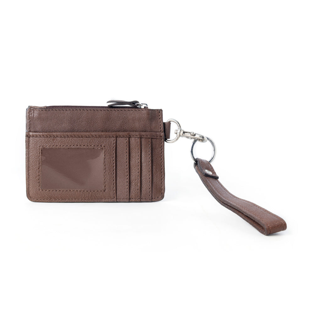 Hand Hewn Western Card Holder for Women in Brown & Turquoise with handtooled detail - Myra USA