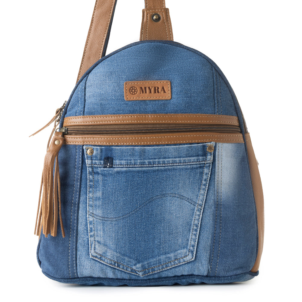 Bluejean fanny pack bag for Women in blue with denim and Front Pocket - Myra USA