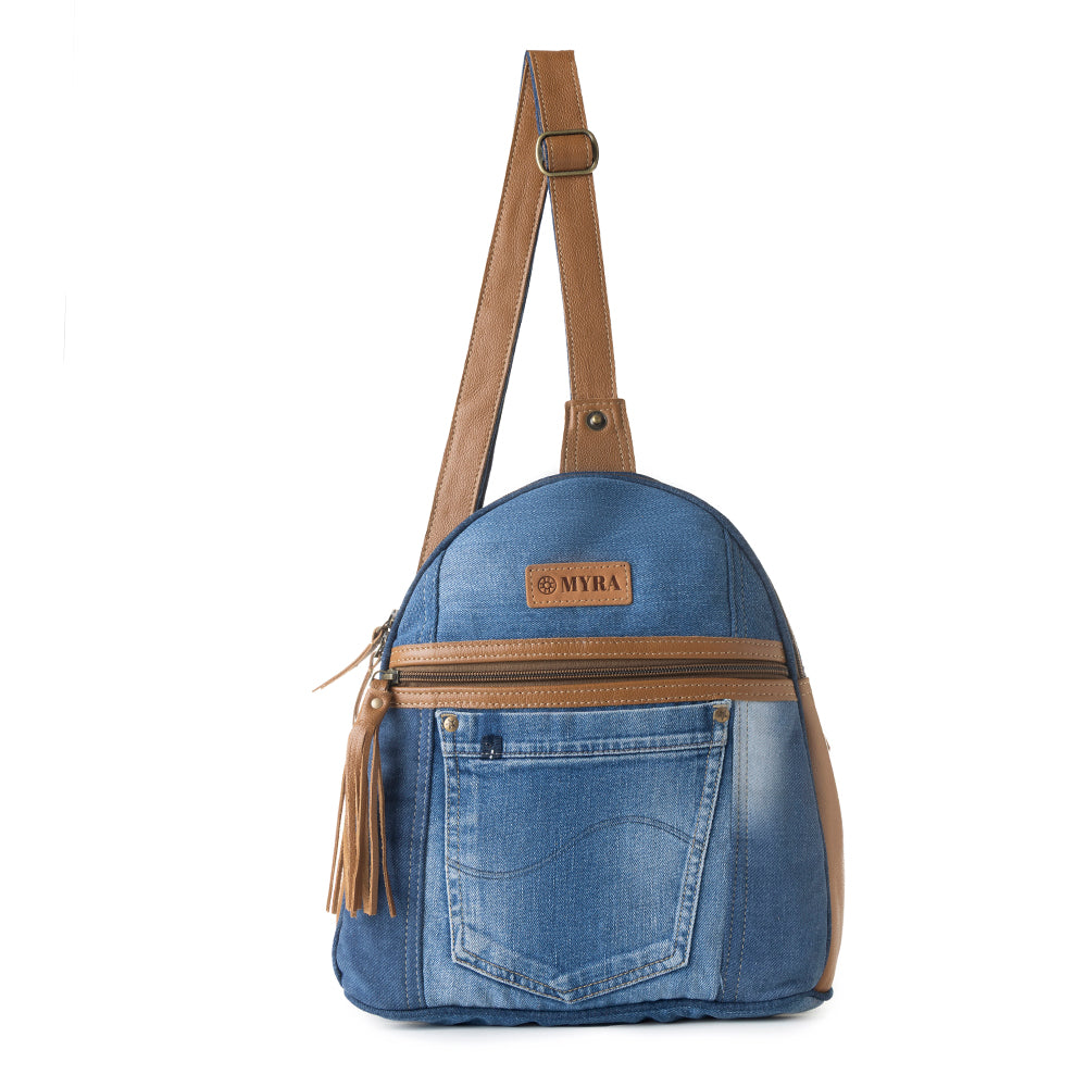 Bluejean fanny pack bag for Women in blue with denim and Front Pocket - Myra USA