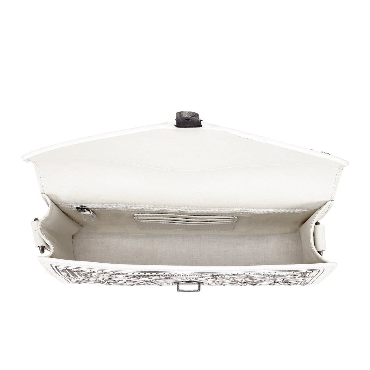 Myra Circe Hand Tooled Bag for Women in white with rhinestones - Myra USA