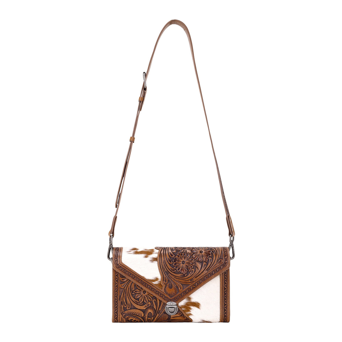 Myra Circe Hand Tooled Bag for Women in tan with hairon - Myra USA