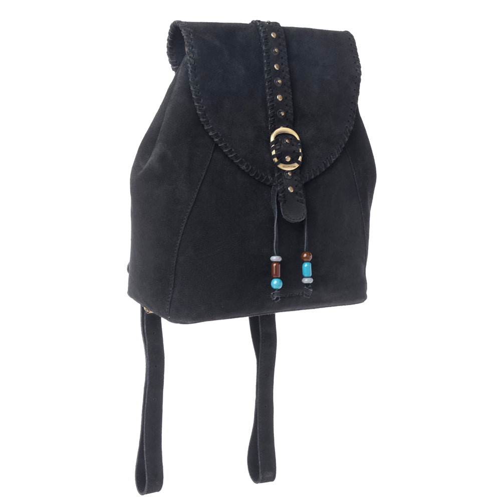 Myra Yellowstone Ironwood Studded Suede Leather Concealed Carry Bag in Shadow Black - Myra USA