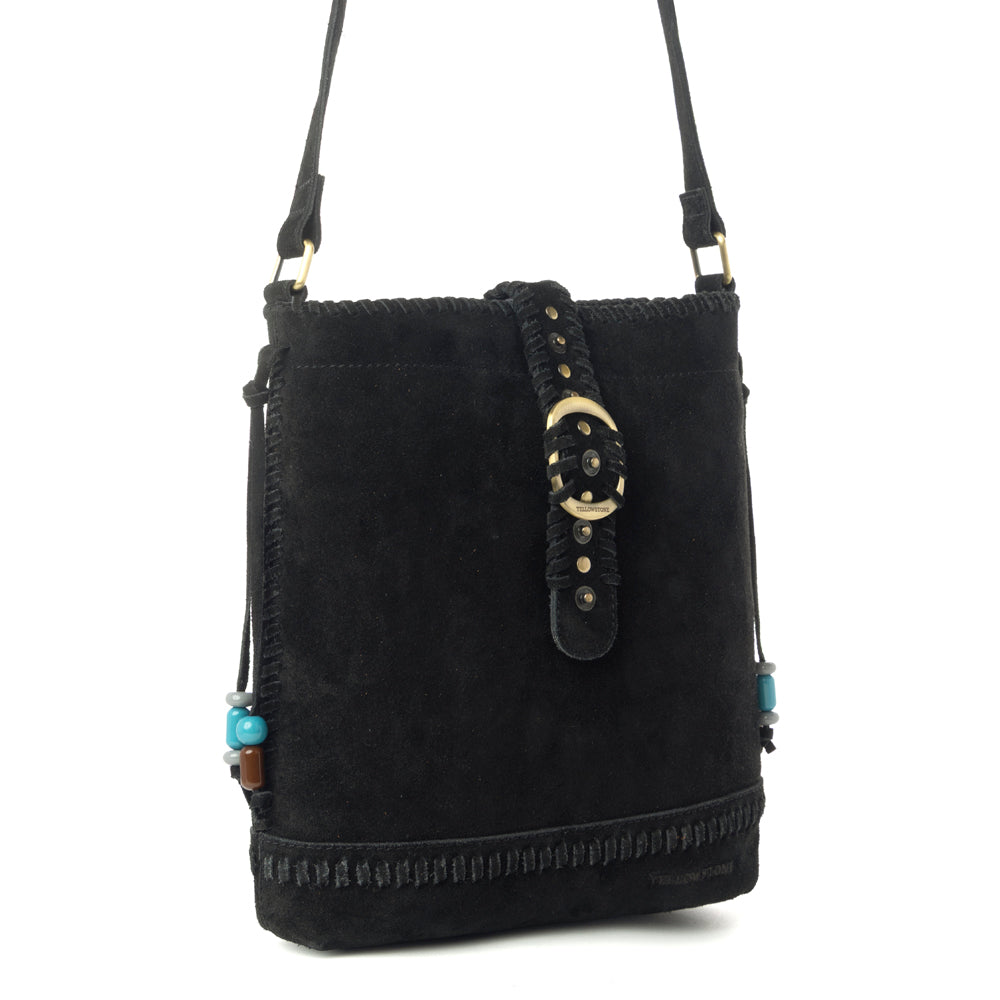 Myra Yellowstone Stonecrest Suede Leather Concealed Carry Bag in Charcoal Black - Myra USA