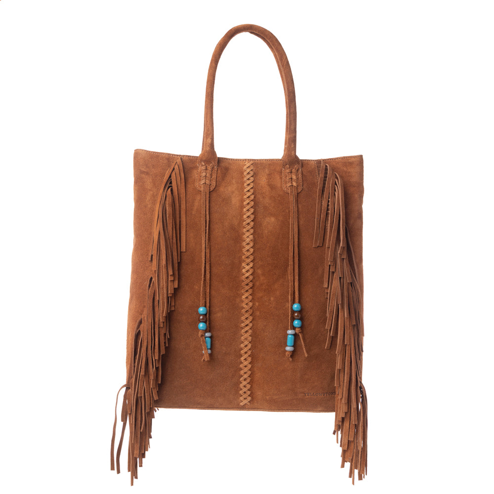 Myra Yellowstone Desert Creek Fringed Suede Leather Concealed Carry Bag in Sand Brown - Myra USA