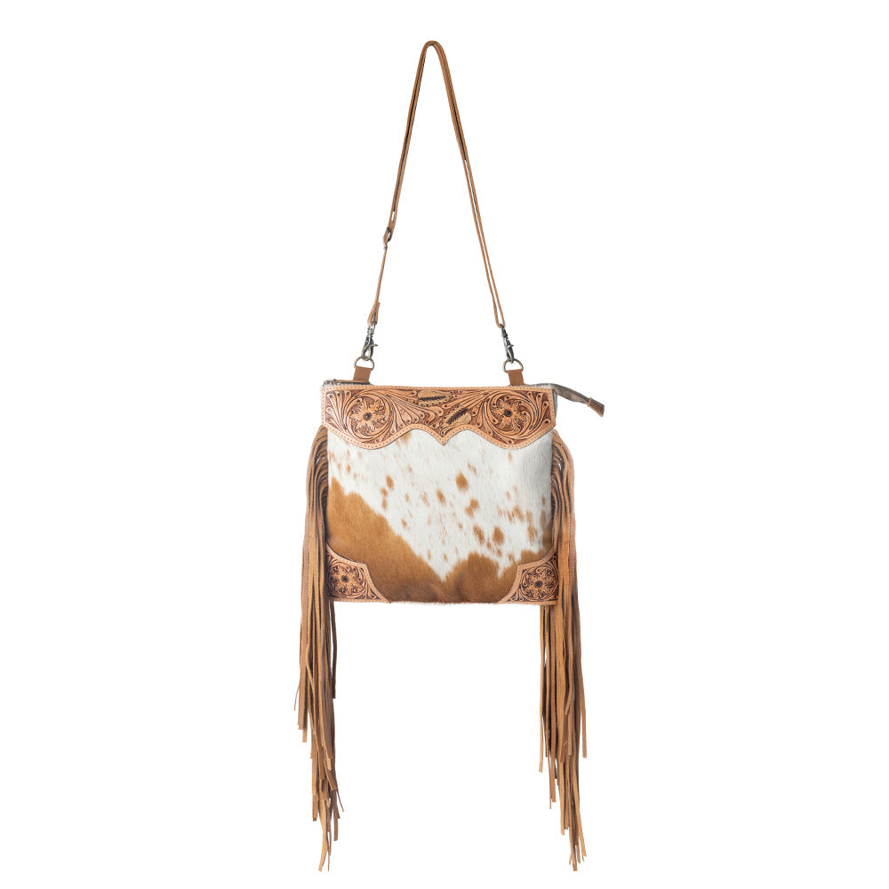 Tumbleweed Trail Fringed hand-tooled bag for women in Light Brown - Myra USA