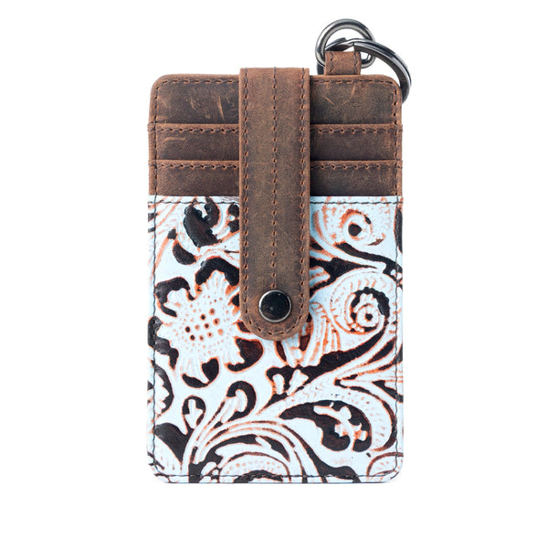 Roper Embossed Card Holder for Women in blue with printed detail - Myra USA