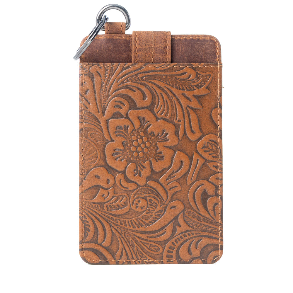 Roper Card Holder for Women in brown with Embossed detail - Myra USA