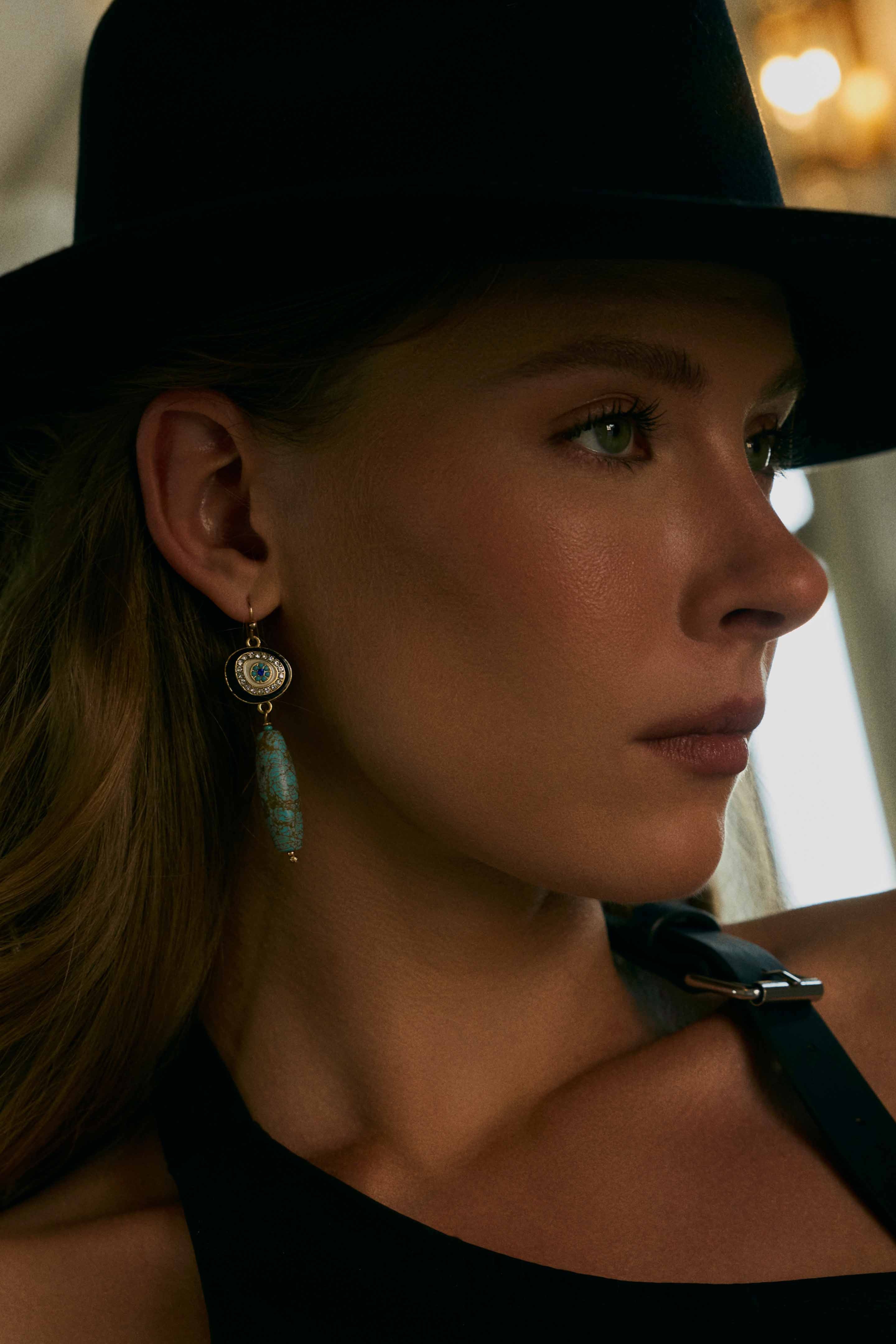 Myra Trail Halo Earrings in Turquoise Stone - Myra USA