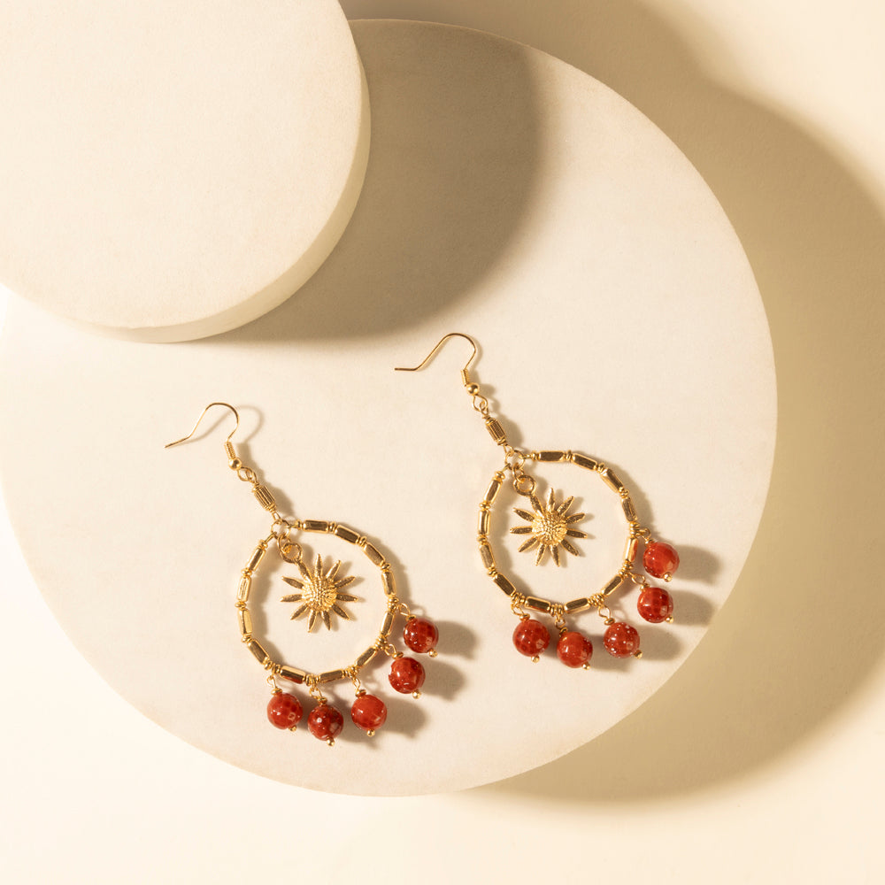 Myra Red Mesa Sun Hoop Earrings in Burnished Tan - Myra USA