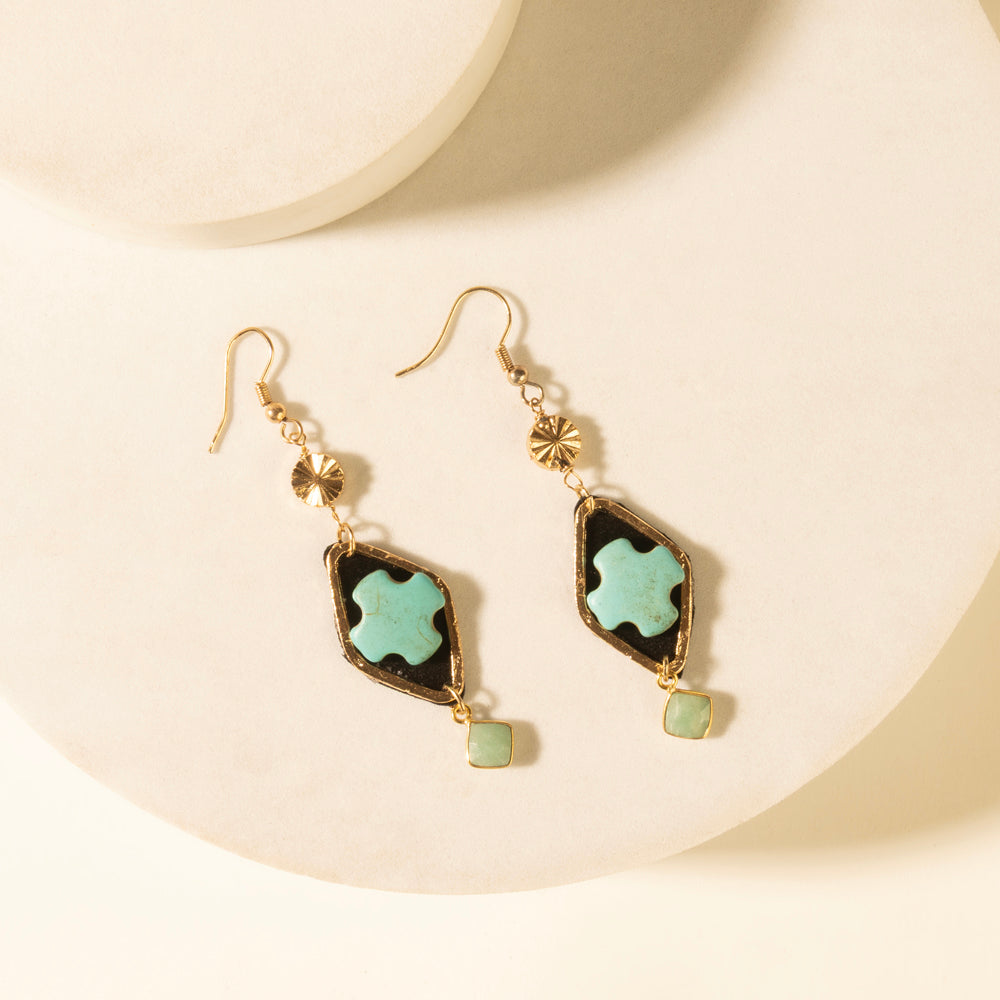 Myra Four Trails Clover Earrings in Desert Turquoise - Myra USA
