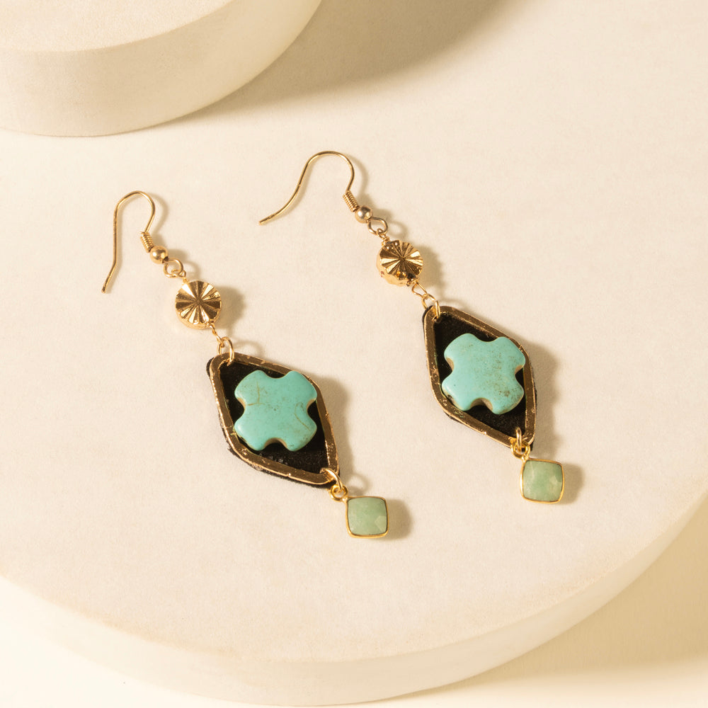Myra Four Trails Clover Earrings in Desert Turquoise - Myra USA