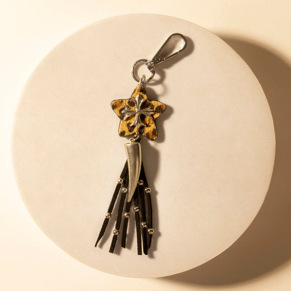 Myra Rodeostar Fringe Keychain in Desert Hide Mix - Myra USA