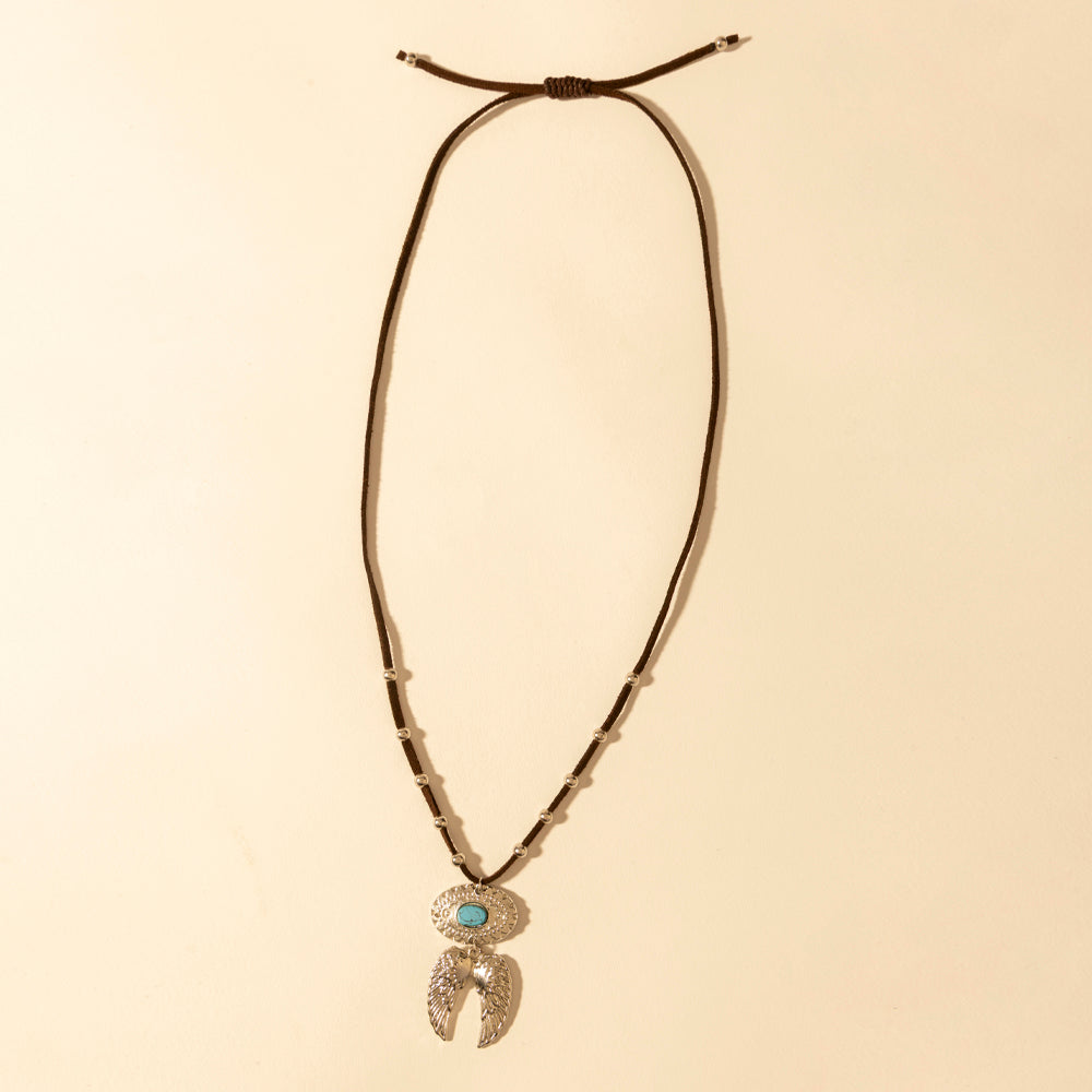 Myra Windspur Feather Necklace in Desert Turquoise - Myra USA