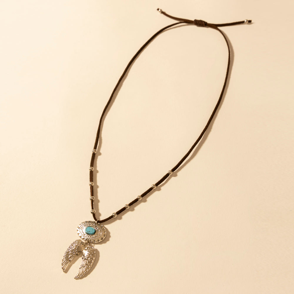 Myra Windspur Feather Necklace in Desert Turquoise - Myra USA