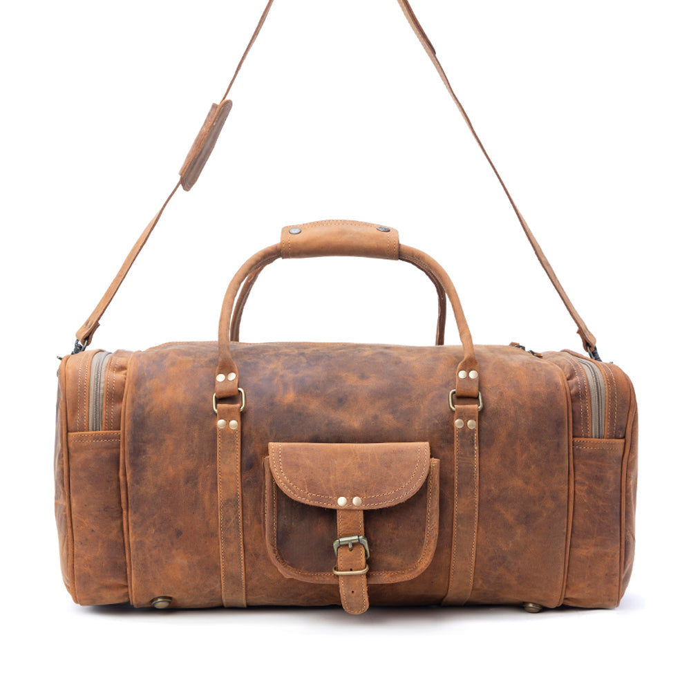 Myra Redmont Leather Traveller Bag in Amber Brown - Myra USA