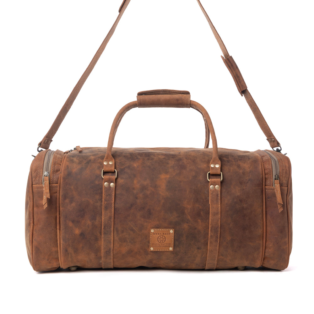 Myra Redmont Leather Traveller Bag in Amber Brown - Myra USA