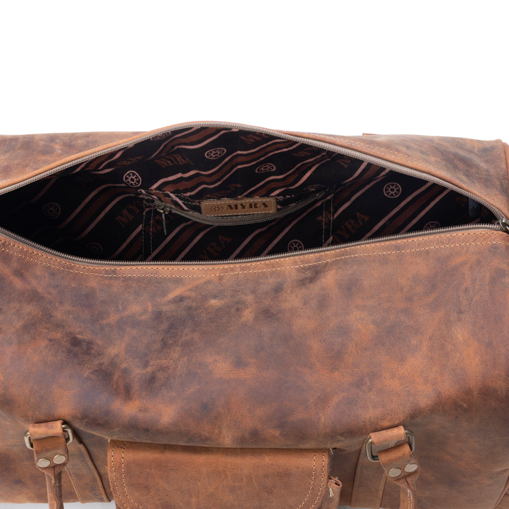 Myra Redmont Leather Traveller Bag in Amber Brown - Myra USA