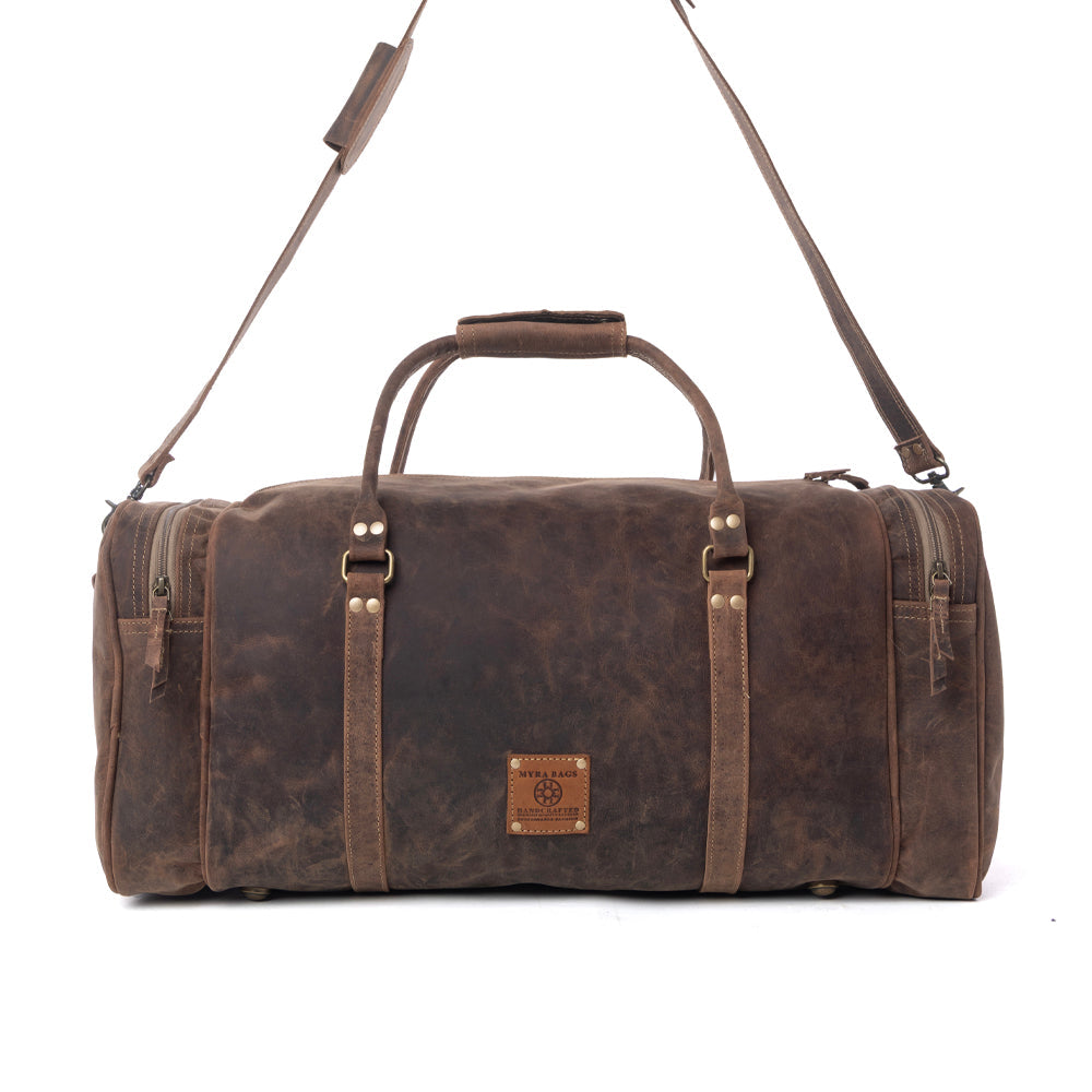 Myra Redmont Leather Traveller Bag in Dark Mahogany - Myra USA