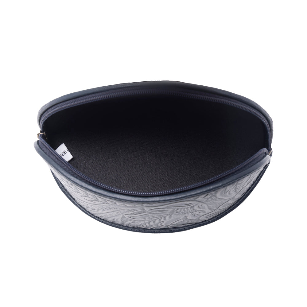 Myra Silver Creek Embossed Leather Sunglass Case in Midnight Steel - Myra USA