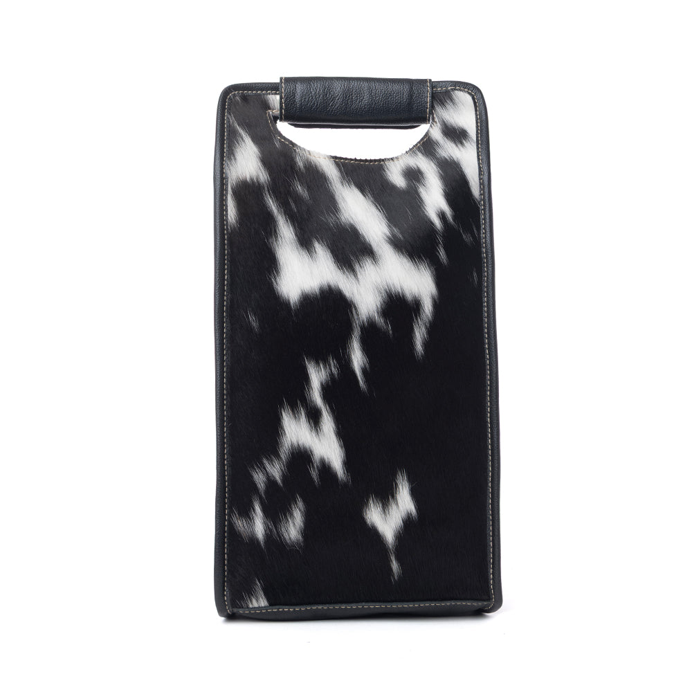 Myra Cypress Field Hairon Leather Wine Bottle Holder in Shadow Cream - Myra USA