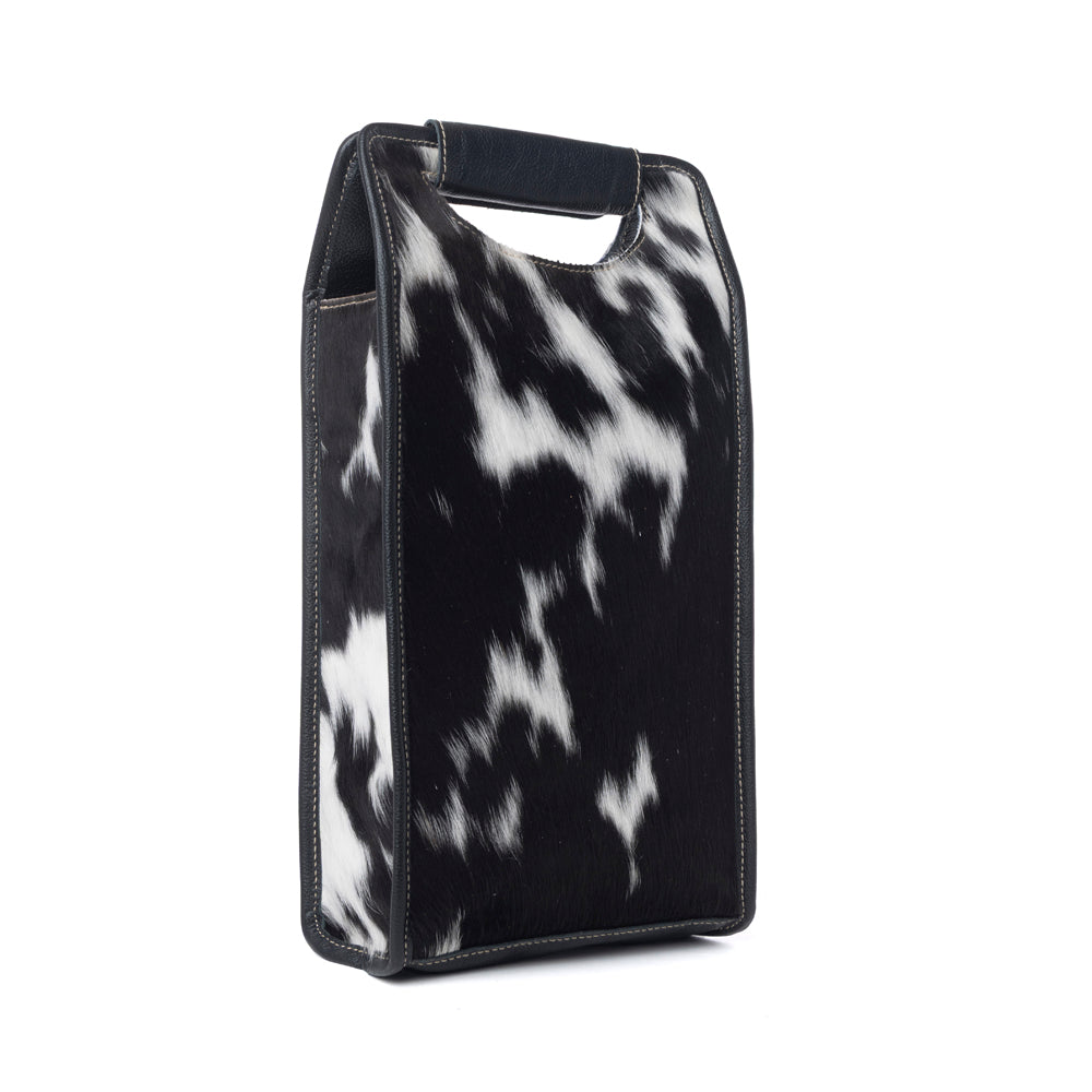 Myra Cypress Field Hairon Leather Wine Bottle Holder in Shadow Cream - Myra USA