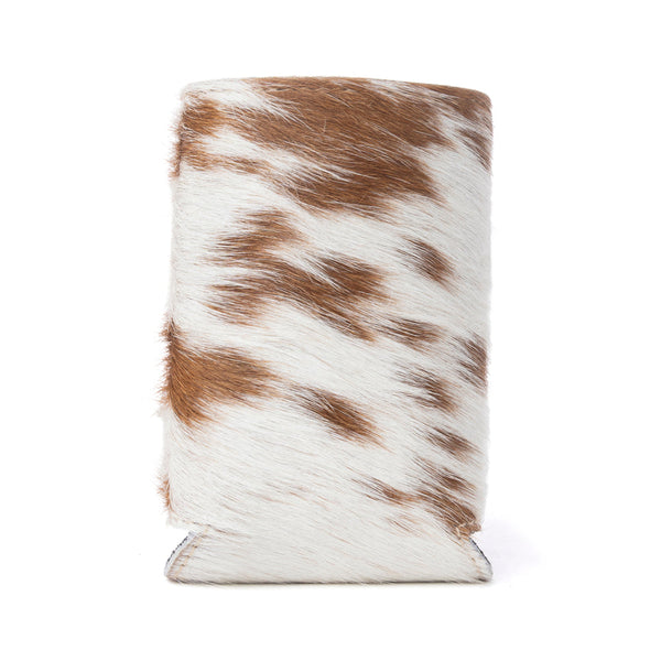 Myra Birch Valley Hairon Leather Beer Can Holder in Toffee Cream - Myra USA