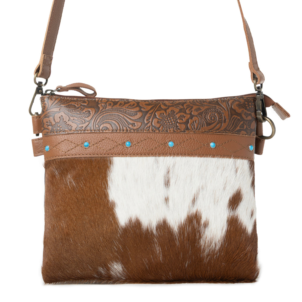 Myra Thunderpeak Concho Hairon Leather Bag in Fawn Sand